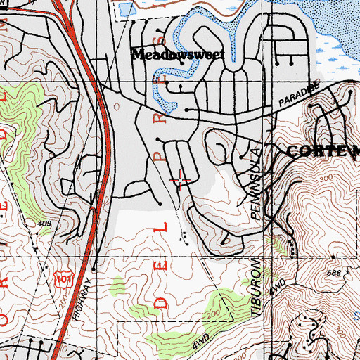 Topographic Map of The Mountain School, CA