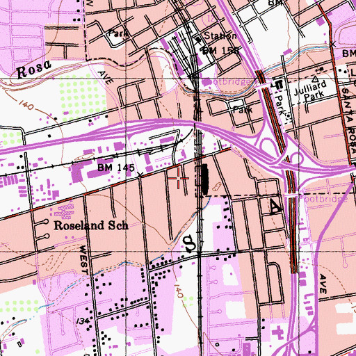 Topographic Map of Roseland University Prep School, CA