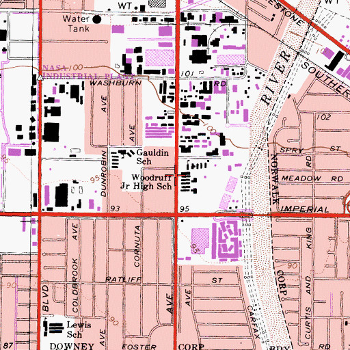 Topographic Map of Columbus Continuation High School, CA