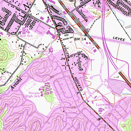 Topographic Map of Montessori School of Novato, CA