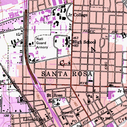 Topographic Map of Saint Luke Lutheran School, CA