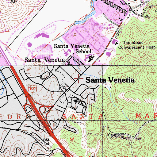 Topographic Map of The Marin School, CA