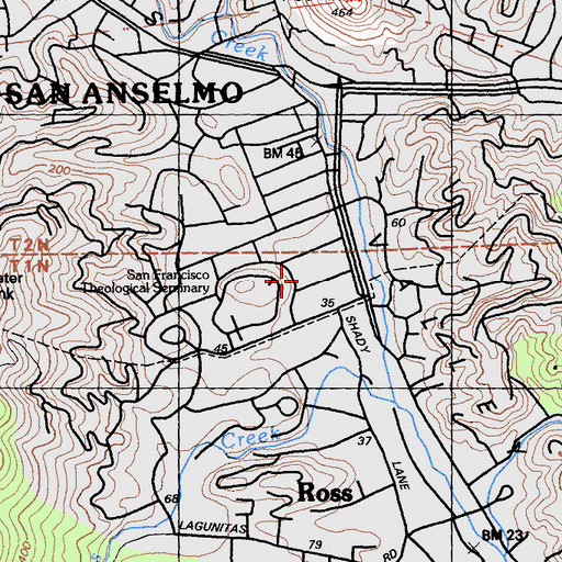 Topographic Map of Saint Anselm Elementary School, CA