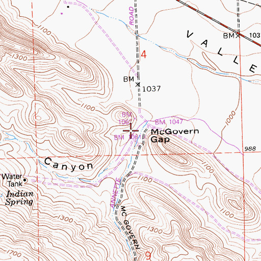Topographic Map of Woods Canyon, CA