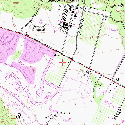 Topographic Map of Bridges of Sonoma Private School, CA
