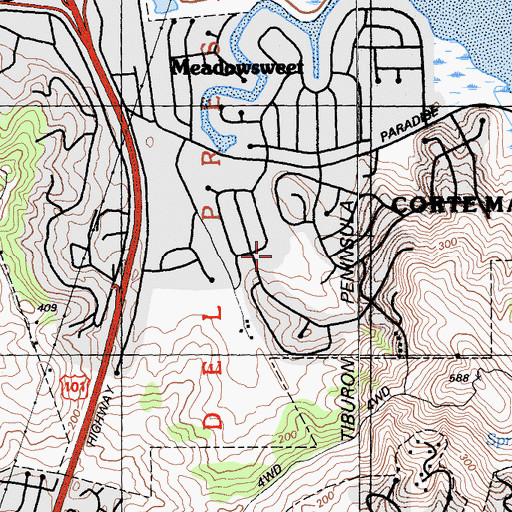 Topographic Map of Corte Madera Montessori School, CA