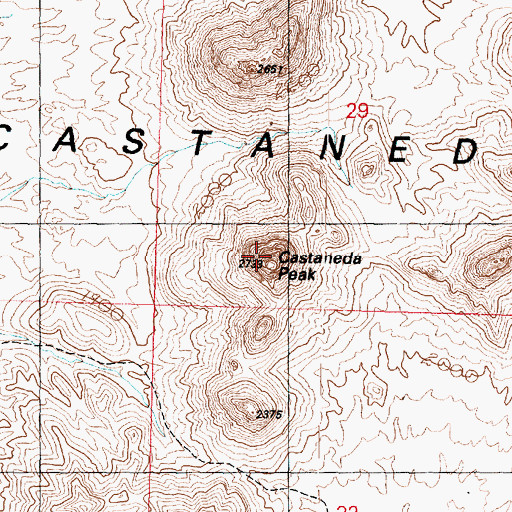 Topographic Map of Castaneda Peak, AZ