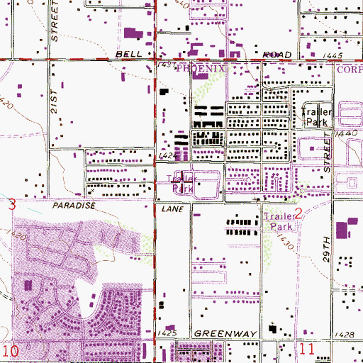 Topographic Map of Villa Carmel Mobile Home Park, AZ