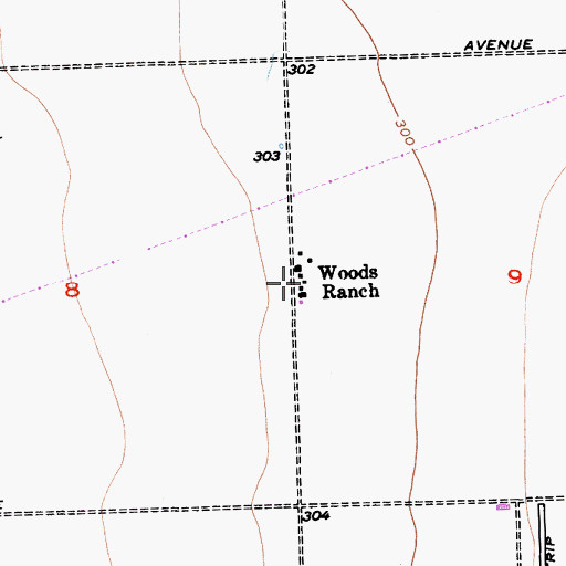 Topographic Map of Woods Ranch, CA