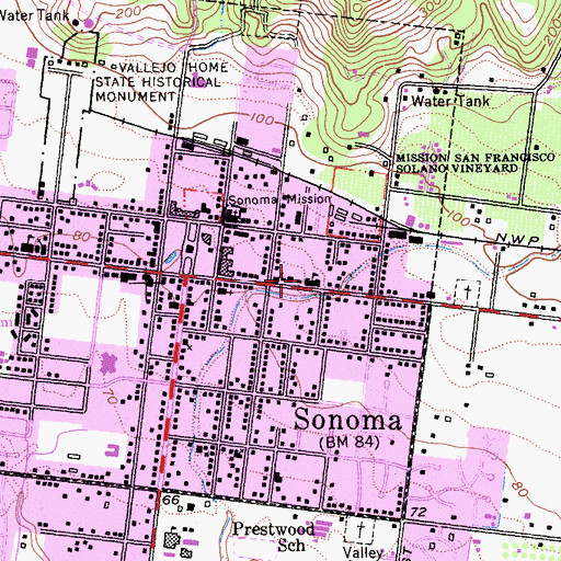 Topographic Map of Sonoma Valley Academy, CA