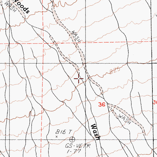 Topographic Map of Woods Wash, CA