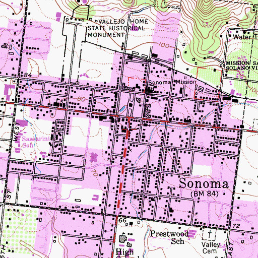 Topographic Map of Sonoma Valley Christian School, CA