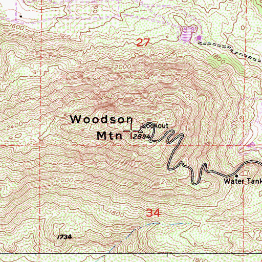 Topographic Map of Woodson Mountain, CA