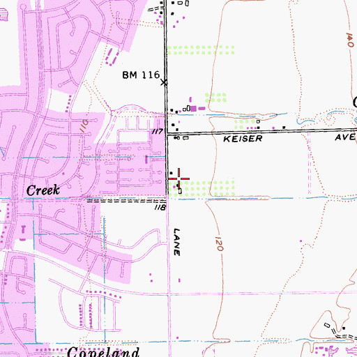 Topographic Map of Creekside Middle School, CA
