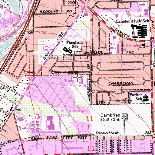 Topographic Map of Cambrian Community Schools District Office, CA