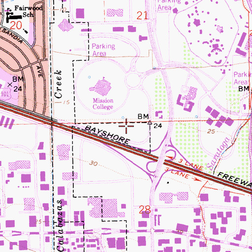 Topographic Map of Our Lady of Peace School, CA