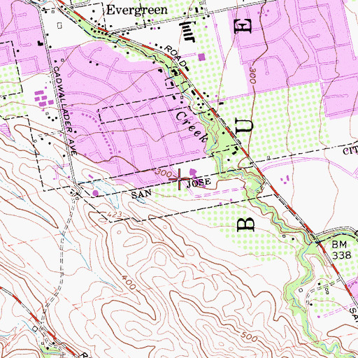 Topographic Map of Laurelwood Elementary School, CA