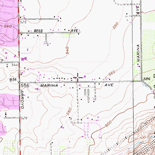 Topographic Map of Vineyard Adventist Christian School, CA