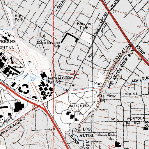 Topographic Map of Bowman International School, CA