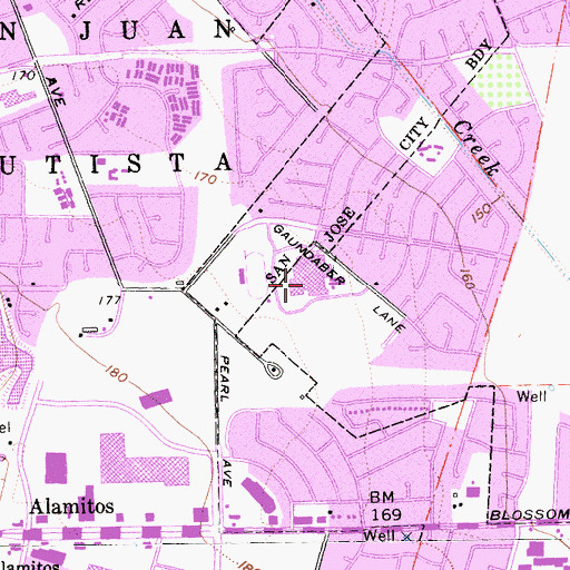 Topographic Map of Gunderson Plus Continuation High School, CA