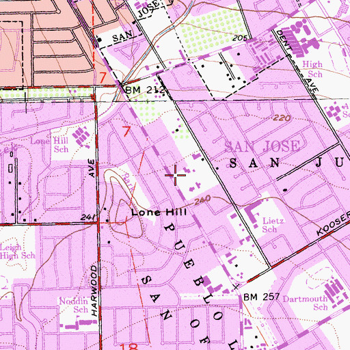 Topographic Map of Saint Timothy's Lutheran School, CA