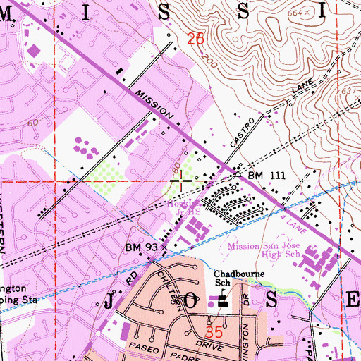 Topographic Map of Mission Hills Sda Christian School, CA