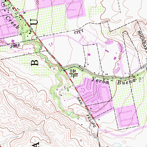 Topographic Map of East Valley Christian School, CA