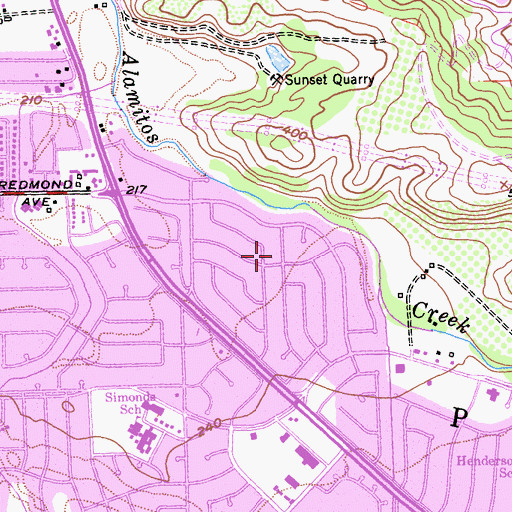 Topographic Map of Almaden Valley Christian School, CA