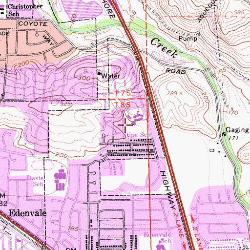 Topographic Map of Samuel Stipe Elementary School, CA