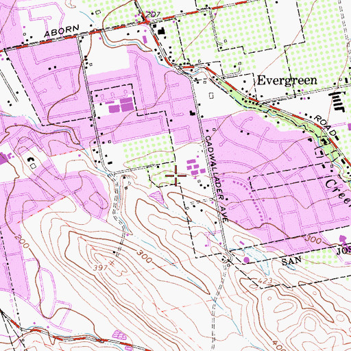 Topographic Map of Cadwallader Elementary School, CA