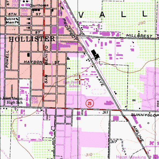 Topographic Map of Rancho San Justo Middle School, CA