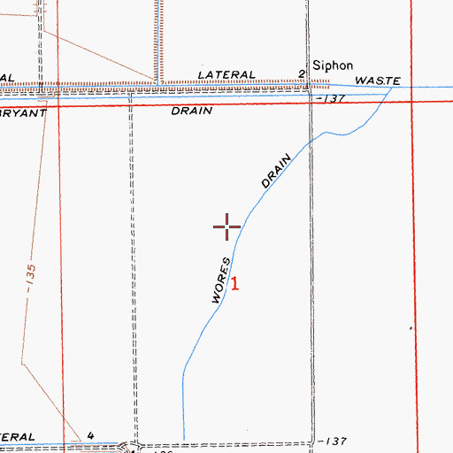 Topographic Map of Wores Drain, CA