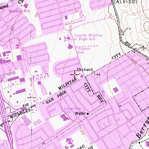 Topographic Map of Foothill Adventist Elementary School, CA