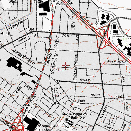 Topographic Map of Palo Alto Prep School, CA