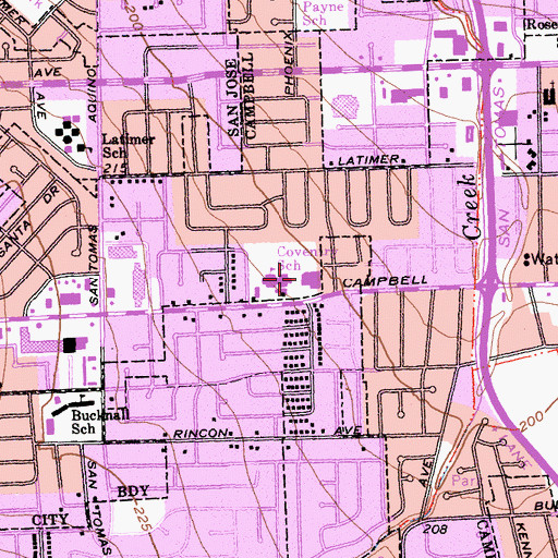 Topographic Map of Action Day Primary Plus School, CA