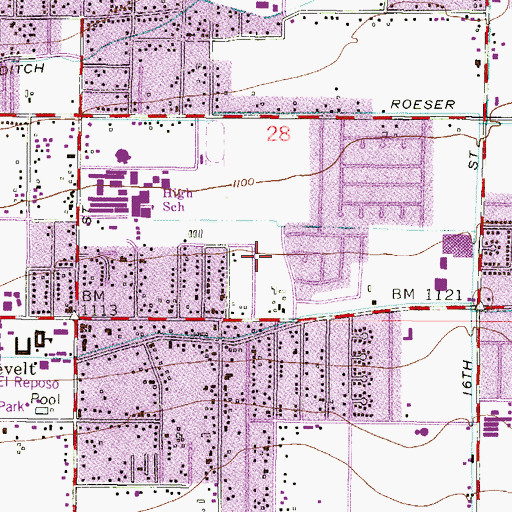 Topographic Map of Villa Monte Vista, AZ