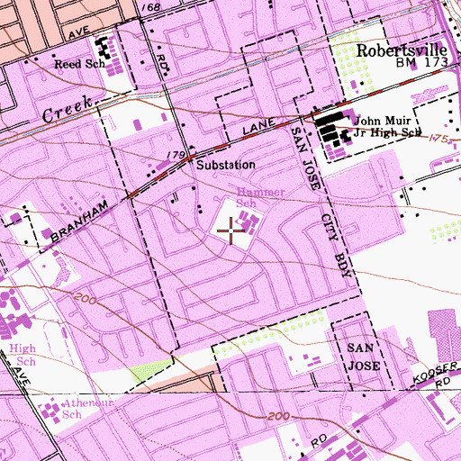 Topographic Map of Pine Hill School, CA