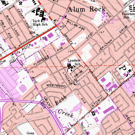 Topographic Map of Lyndale Elementary School, CA
