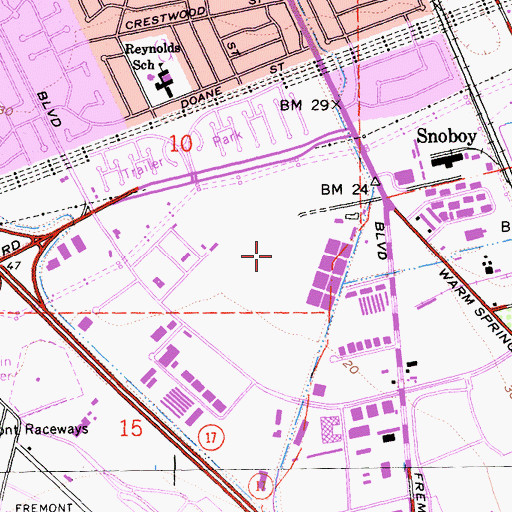 Topographic Map of Fremont Unified School District Office, CA