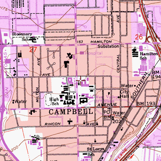 Topographic Map of Casa Di Mir Montessori School, CA