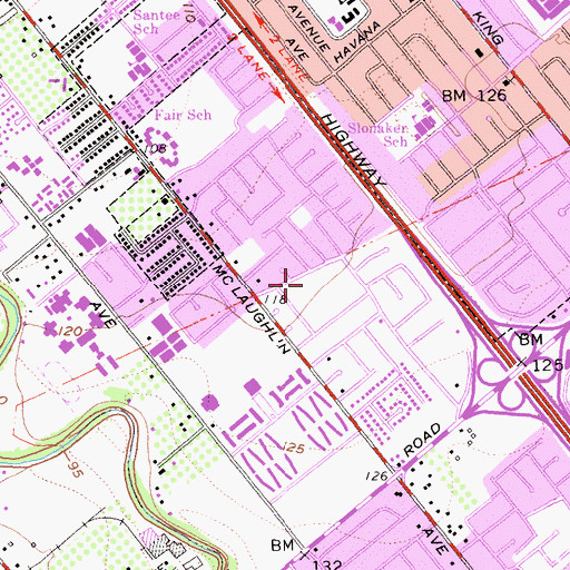 Topographic Map of Jeanne R Meadows Elementary School, CA