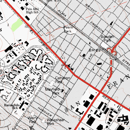 Topographic Map of Ananda School, CA