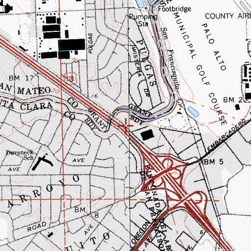 Topographic Map of International School of the Peninsula Cohn Campus, CA