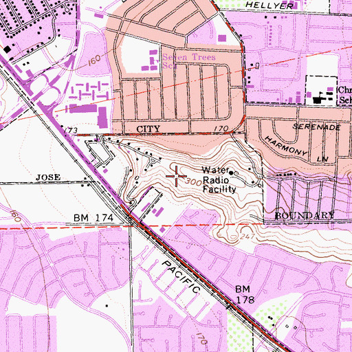 Topographic Map of Valley Christian High School, CA