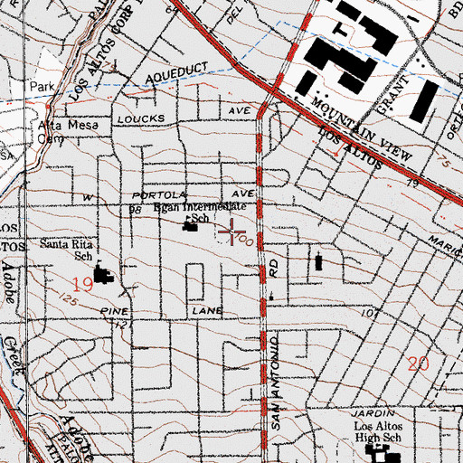 Topographic Map of Bullis Charter School, CA