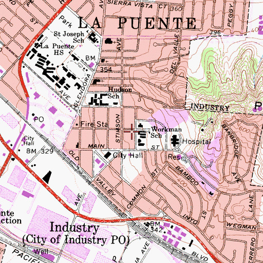 Topographic Map of Workman Elementary School, CA