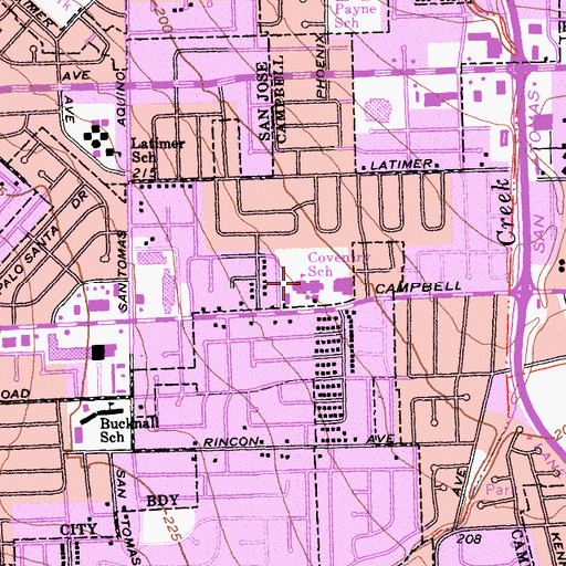 Topographic Map of Campbell Christian Schools, CA