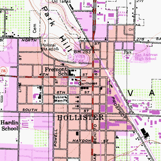 Topographic Map of Gavilan College Hollister Campus, CA