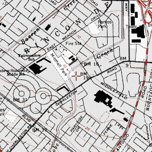 Topographic Map of Challenger School Middlefield Campus, CA