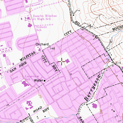 Topographic Map of Milpitas Christian School, CA